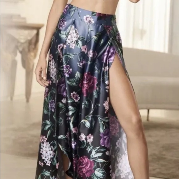 VICTORIA SECRET Floral Satin WIDE LEG TULIP Pants PAJAMA BOTTOM LOUNGE LK NEW XL - Picture 8 of 13